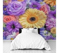 Dppyuxa Colorful Sunflower 3D Effect Wall Murals for Bedrooms Floral Gerbera Wallpaper Mural 500x280 cm Kids Living Room Home Decoration, Photo Wallpaper Mural Non-Woven