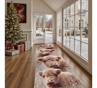 Dppyuxa Country Highland Cattle Carpet Runners for Hallways Non Slip Farmhouse Cow Extra Long Rug Machine Washable Runner Rugs Animals Cub Indoor Hallway Kitchen Bedroom 60x180cm