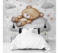 Dppyuxa Cute Bear Mural Photo Wallpaper Cartoon Cloud Wall Murals for Living Room Bedrooms 400x280 cm Mural Wallpaper Backdrop Wall Interior Decor 3D Effect Murals Restaurant Hallway