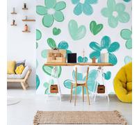 Dppyuxa Cute Flower Mural Wallpaper Abstract Heart Wall Mural 450x315 cm Art Prin Non-Woven Wall Murals Eco-Friendly Photo Wallpaper for Living Room Bedrooms Kitchen Home Decoration