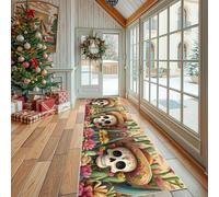 Dppyuxa Day of the Dead Skull Non Slip Kitchen Runner RugColorful Cactus Washable Rugs Hall Runners for Hallways, Living RoomDesert Floral Bedroom Corridor Carpet Mat 60x240cm