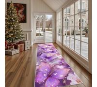 Dppyuxa Fantasy Butterfly Rug Runners for Hallways Non Slip Floral Flower Washable Long Runner Rug Kitchen Bedroom Corridor Celestial Star Entryway Floor Mat 80x300cm