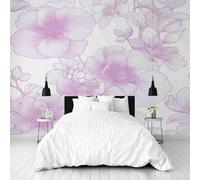 Dppyuxa Floral Hibiscus Mural Wallpaper Sketch Flower Wall Mural 450x315 cm Art Prin Non-Woven Wall Murals Eco-Friendly Photo Wallpaper for Living Room Bedrooms Kitchen Home Decoration