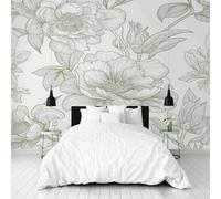 Dppyuxa Floral Peony 3D Effect Wall Murals for Bedrooms Botanical Flower Wallpaper Mural 300x210 cm Kids Living Room Home Decoration, Photo Paper Mural Non-Woven