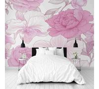 Dppyuxa Floral Peony 3D Effect Wall Murals for Bedrooms Sketch Orchid Wallpaper Mural 300x210 cm Kids Living Room Home Decoration, Photo Paper Mural Non-Woven