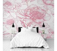 Dppyuxa Floral Peony Mural Wallpaper Sketch Flower Wall Mural 250x175 cm Art Prin Non-Woven Wall Murals Eco-Friendly Photo Wallpaper for Living Room Bedrooms Kitchen Home Decoration