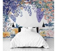 Dppyuxa Floral Wisteria 3D Effect Wall Murals for Bedrooms Garden Peony Wallpaper Mural 300x210 cm Kids Living Room Home Decoration, Photo Paper Mural Non-Woven