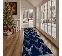 Dppyuxa Geometric Deer Non Slip Runner Rug Washable Abstract Animal Hallway Runner Carpet for Kitchen, Living Room Modern Stag Anti-Slip Entryway Rugs Floor Mat 60x150cm