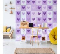 Dppyuxa Geometric Heart Mural Wallpaper Love Grid Wall Mural 450x315 cm Art Prin Non-Woven Wall Murals Eco-Friendly Photo Wallpaper for Living Room Bedrooms Kitchen Home Decoration