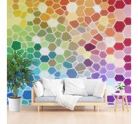 Dppyuxa Geometric Hexagon 3D Effect Wall Murals for Bedrooms Abstract Honeycomb Wallpaper Mural 300x210 cm Kids Living Room Home Decoration, Photo Paper Mural Non-Woven