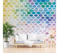 Dppyuxa Geometric Honeycomb 3D Effect Wall Murals for Bedrooms Abstract Hexagon Wallpaper Mural 500x280 cm Kids Living Room Home Decoration, Photo Wallpaper Mural Non-Woven
