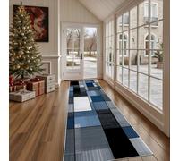 Dppyuxa Geometric Square Washable Runner Rug Abstract Block Non Slip Hallway Kitchen Carpet Runner Mat for Floor Rugs Indoor Anti-Slip Modern Patchwork Rug Entryway 60x210 cm