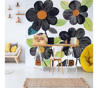 Dppyuxa Graphic Floral Mural Photo Wallpaper Modern Flower Wall Murals for Living Room Bedrooms 400x280 cm Mural Wallpaper Backdrop Wall Interior Decor 3D Effect Murals