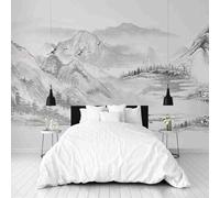 Dppyuxa Ink Painting Landscape 3D Effect Wall Murals for Bedrooms Asian Crane Wallpaper Mural 300x210 cm Kids Living Room Home Decoration, Photo Paper Mural Non-Woven