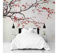 Dppyuxa Japanese Cherry Blossom Mural Wallpaper Watercolor Branch Wall Mural 450x315 cm Art Prin Non-Woven Wall Murals Eco-Friendly Photo Wallpaper for Living Room Bedrooms Kitchen Home Decoration