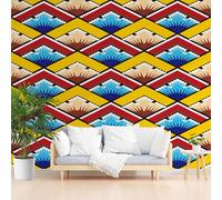 Dppyuxa Japanese Wave Geometric 3D Effect Wall Murals for Bedrooms Vintage Geometric Wallpaper Mural 300x210 cm Kids Living Room Home Decoration, Photo Paper Mural Non-Woven