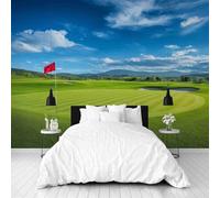 Dppyuxa Landscape Golf Course Mural Photo Wallpaper Sport Field Wall Murals for Living Room Bedrooms 200x140 cm Mural Wallpaper Backdrop Wall Interior Decor 3D Effect Murals