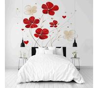 Dppyuxa Minimalist Flower 3D Effect Wall Murals for Bedrooms Simple Heart Wallpaper Mural 300x210 cm Kids Living Room Home Decoration, Photo Paper Mural Non-Woven