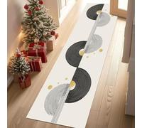 Dppyuxa Modern Circle Rug Runners for Hallways Non Slip Abstract Line Washable Long Runner Rug Minimalist Semicircle Kitchen Bedroom Corridor Entryway Floor Mat 60x120cm