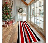 Dppyuxa Modern Stripe Rug Runners for Hallways Non Slip Simple Line Washable Long Runner Rug Retro Red and white Kitchen Bedroom Corridor Entryway Floor Mat 60x120cm