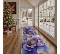Dppyuxa Non Slip Kitchen Runner RugFloral Flower Washable Rugs Hall Runners for Hallways, Living RoomAbstract Ink Splash Bedroom Corridor Carpet Modern Petal Mat 60x240cm