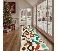 Dppyuxa Non Slip Kitchen Runner RugModern Square Washable Rugs Hall Runners for Hallways, Living RoomRetro Semicircle Bedroom Corridor Carpet Abstract Oval Mat 60x240cm