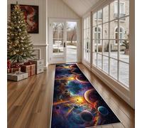 Dppyuxa Non Slip Kitchen Runner RugSpace Planet Washable Rugs Hall Runners for Hallways, Living RoomFuturistic Galaxy Bedroom Corridor Carpet Abstract Nebula Mat 60x240cm
