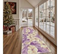 Dppyuxa Non Slip Runner Rug Washable Floral Flower Hallway Runner Carpet for Kitchen, Living Room Abstract Hibiscus Anti-Slip Entryway Rugs Modern Petal Floor Mat 60x150cm