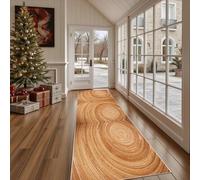 Dppyuxa Non Slip Washable Runner Rustic Woodland Hallway Rug for Kitchen Bedroom Modern Semicircle Carpet Runners Indoor Abstract Wave Line Entryway Floor Mat 80x240 cm