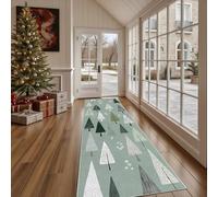Dppyuxa Nordic Christmas Tree Anti-Slip Hallway Runner MatGeometric Triangle Machine Washable Rug Runners for Kitchen Bedroom Corridor Modern Woodland Non Slip Indoor Rugs Carpet 80x200 cm