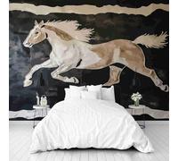 Dppyuxa Painting Horse Mural Photo Wallpaper Animals Mustang Wall Murals for Living Room Bedrooms 400x280 cm Mural Wallpaper Backdrop Wall Interior Decor 3D Effect Murals