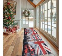 Dppyuxa Patriotic Flag Non Slip Runner Rug Washable London Landmark Hallway Runner Carpet for Kitchen, Living Room Urban Bus Anti-Slip Entryway Floor Mat 60x150cm