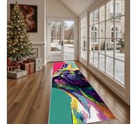 Dppyuxa Pop Art French Bulldog, Anti-Slip Hallway Runner MatColorful Dog, Machine Washable Rug Runners for Kitchen Bedroom Corridor Non Slip Indoor Rugs Graffiti Puppy Carpet 80x200 cm