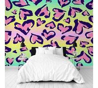 Dppyuxa Pop Art Heart 3D Effect Wall Murals for Bedrooms Animals Leopard Wallpaper Mural 300x210 cm Kids Living Room Home Decoration, Photo Paper Mural Non-Woven