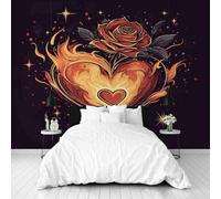 Dppyuxa Romance Love Heart Mural Wallpaper Fantasy Flame Wall Mural 450x315 cm Art Prin Non-Woven Wall Murals Eco-Friendly Photo Wallpaper for Living Room Bedrooms Kitchen Home Decoration