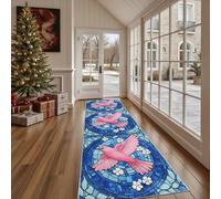Dppyuxa Rug Runners for Hallways Non Slip Art Bird Washable Long Runner Rug Painting Stained Glass Kitchen Bedroom Corridor Entryway Rugs Floral Pigeon Floor Mat 60x120cm
