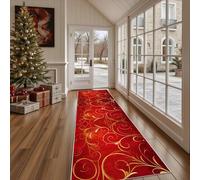 Dppyuxa Rug Runners for Hallways Non Slip Baroque Ornamental Washable Long Runner Rug Chinese Pattern Kitchen Bedroom Corridor Entryway Rugs Festive Gold Floor Mat 60x120cm
