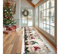Dppyuxa Rug Runners for Hallways Non Slip Christmas Gnome Washable Long Runner Rug Festive Snowflake Kitchen Bedroom Corridor Entryway Rugs Winter Santa Claus Floor Mat 60x120cm
