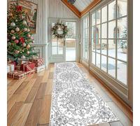 Dppyuxa Rug Runners for Hallways Non Slip Mandala Floral Washable Long Runner Rug Bohemian Line Art Kitchen Bedroom Corridor Entryway Rugs Sketch Pattern Floor Mat 60x120cm