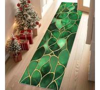 Dppyuxa Rug Runners for Hallways Non Slip Modern Leaf Washable Long Runner Rug Abstract Wave Line Kitchen Bedroom Corridor Entryway Rugs Geometric Marble Floor Mat 60x120cm