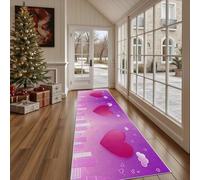 Dppyuxa Rug Runners for Hallways Non Slip Romance Love Heart Washable Long Runner Rug Cartoon City Kitchen Bedroom Corridor Pink Cloud Entryway Floor Mat 80x300cm