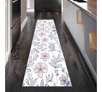 Dppyuxa Sketch Flower Rug Runners for Hallways Non Slip Doodle Leaves Washable Long Runner Rug Line Art Botanical Kitchen Bedroom Corridor Entryway Floor Mat 60x120cm