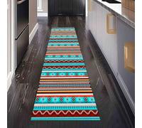 Dppyuxa Southwestern Striped Rug Runners for Hallways Non Slip Aztec Wave Line Washable Long Runner Rug Tribal Geometric Kitchen Bedroom Corridor Entryway Floor Mat 60x120cm