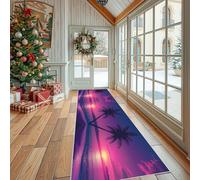 Dppyuxa Tropical Palm Washable Runner Rug Sunset Ocean Non Slip Hallway Kitchen Carpet Runner Mat for Floor Coastal Landscape Rugs Indoor Anti-Slip Entryway 60x210 CM