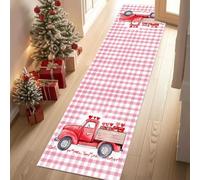 Dppyuxa Valentine Heart Non Slip Runner Rug Washable Country Truck Hallway Runner Carpet for Kitchen, Living Room Plaid Love Anti-Slip Entryway Floor Mat 60x150cm