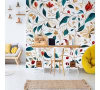 Dppyuxa Vintage Floral 3D Effect Wall Murals for Bedrooms Botanical Leaf Wallpaper Mural 300x210 cm Kids Living Room Home Decoration, Photo Paper Mural Non-Woven
