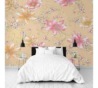 Dppyuxa Vintage Lily Mural Photo Wallpaper Floral Flower Wall Murals for Living Room Bedrooms 400x280 cm Mural Wallpaper Backdrop Wall Interior Decor 3D Effect Murals
