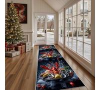 Dppyuxa Washable Runner Rug Modern Seafood Non Slip Hallway Kitchen Carpet Runner Mat for Floor Food Lobster Rugs Indoor Anti-Slip Realistic Oyster Rug Entryway 60x210 cm