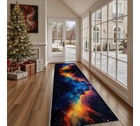Dppyuxa Washable Runner Rug Space Nebula Non Slip Hallway Kitchen Carpet Runner Mat for Floor Colorful Galaxy Rugs Indoor Anti-Slip Abstract Starry Rug Entryway 60x210 cm