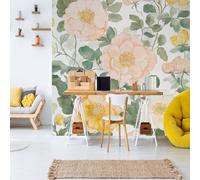 Dppyuxa Watercolor Flower 3D Effect Wall Murals for Bedrooms Floral Leaves Wallpaper Mural 300x210 cm Kids Living Room Home Decoration, Photo Paper Mural Non-Woven